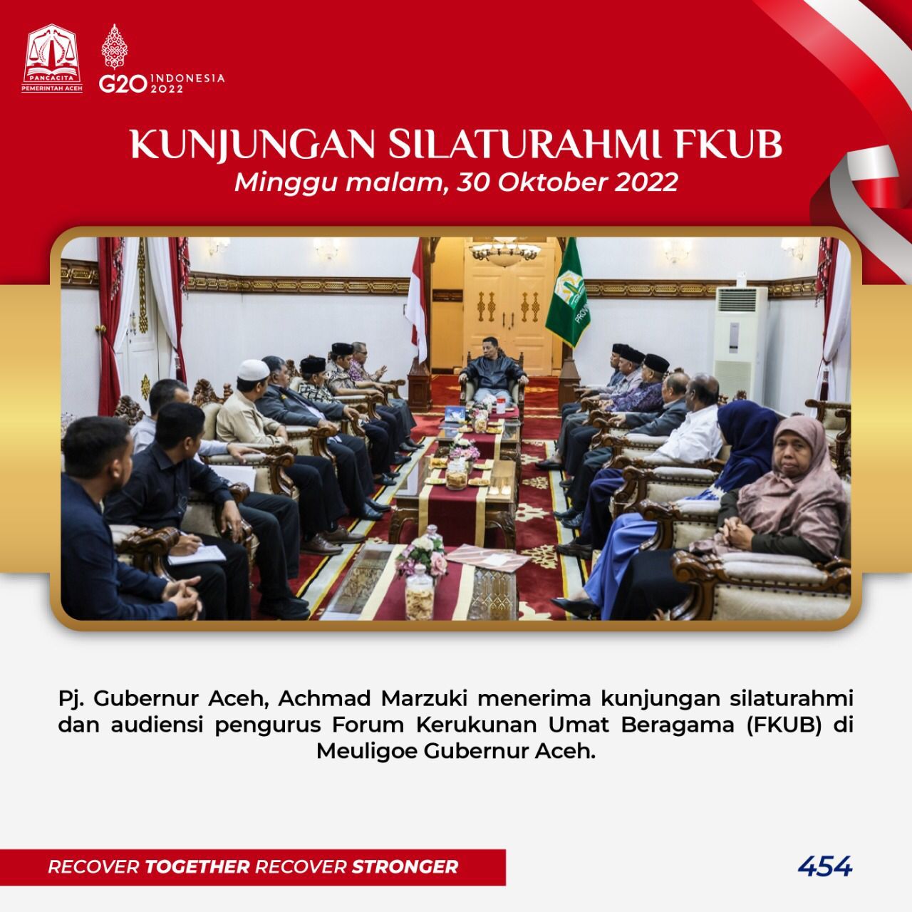 Achmad Marzuki Dukung FKUB Perkuat Kerukunan Umat Antaragama di Aceh