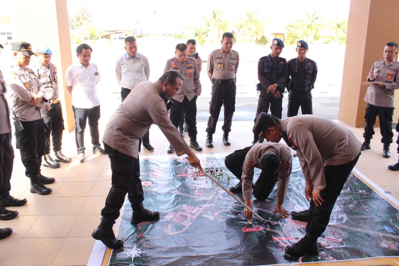 Kapolres Aceh Jaya Pimpin Simulasi TFG Penanganan Konflik Sosial Pemilu 2024