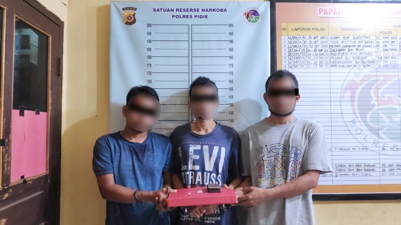 Sering Transaksi Narkoba, Tiga Pria di Pidie Ditangkap Polisi