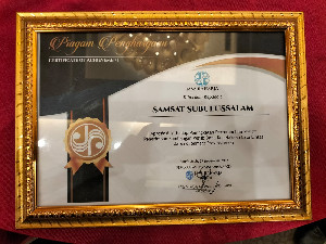 Samsat Subulussalam Dapat Penghargaan dari Jasa Raharja Aceh