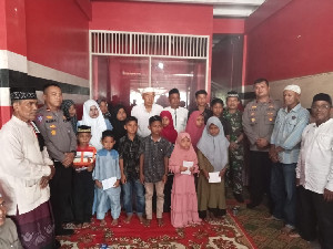 Polres Aceh Jaya Santuni Ratusan Anak Yatim Mantan Kombatan GAM
