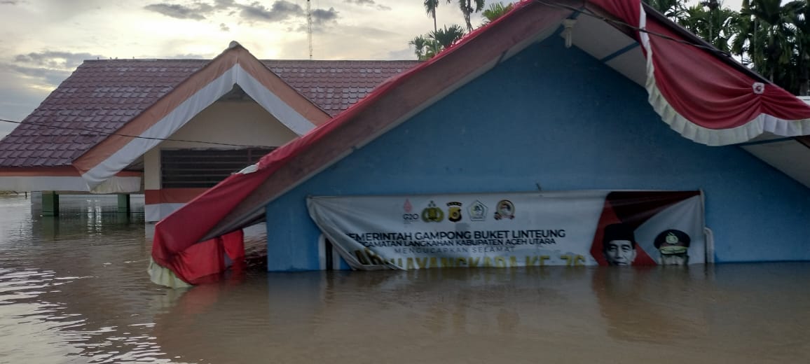 Ketinggian Banjir Capai Tiga Meter, Warga Kecamatan Langkahan Aceh Utara Butuh Bantuan