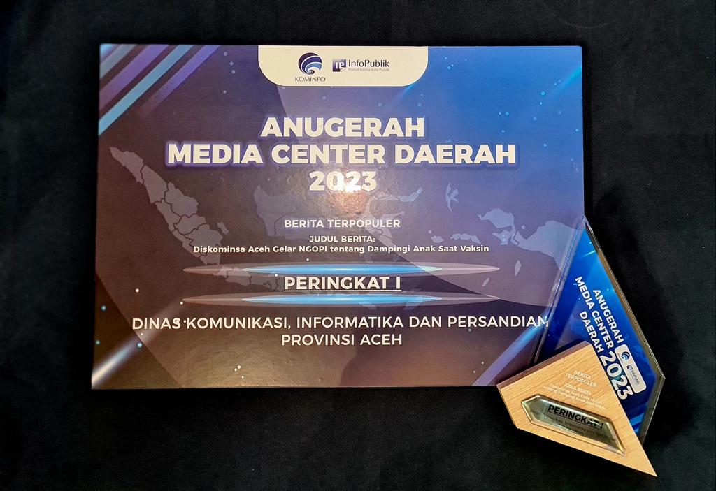 Anugerah Media Center Daerah 2023, Pemerintah Aceh Raih Peringkat I Kategori Berita Terpopuler
