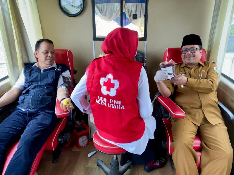 Pj Bupati dan Ketua PMI Aceh Utara Luncurkan Program Pegawai Donor Darah