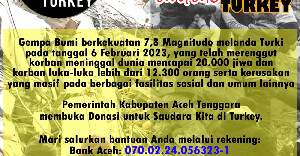 Pemerintah Kabupaten Aceh Tenggara Buka Rekening Donasi untuk Gempa Turki
