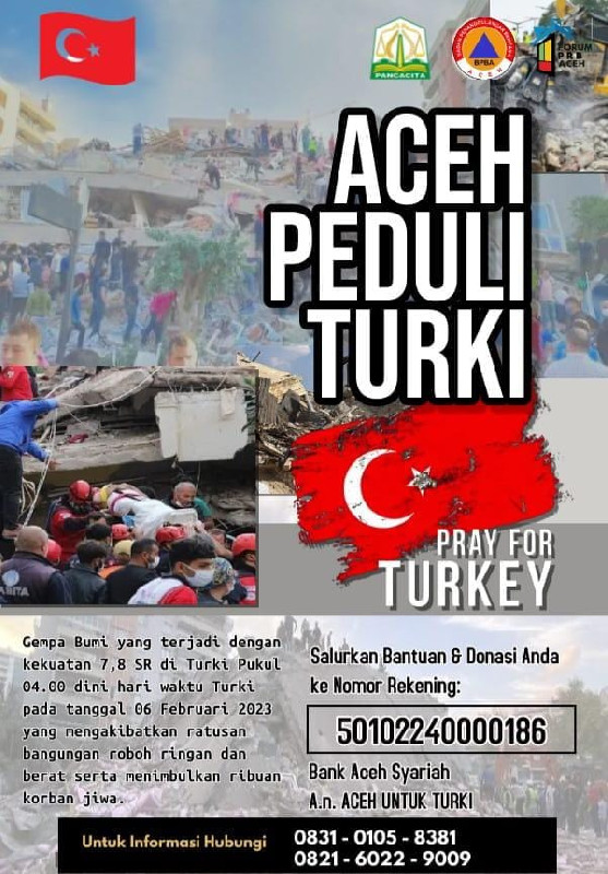 Bencana Gempa di Turki, Forum PRB Aceh Buka Donasi Melalui Rekening Ini