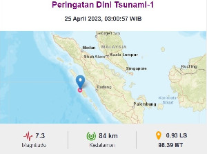 Gempa 7,3 Magnitudo Guncang Mentawai, Peringatan Tsunami