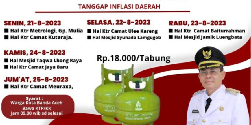 Pemko Banda Aceh Bakal Gelar Operasi Pasar LPG Melon, Catat Jadwalnya