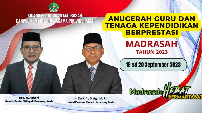 Kemenag Aceh Gelar Anugerah Guru dan Tendik Madrasah 2023