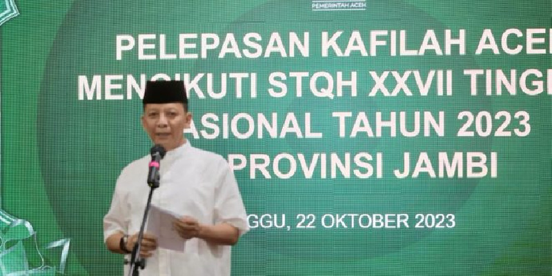Pj Gubernur Lepas Kafilah Aceh Mengikuti STQH XXVII Tingkat Nasional di Jambi