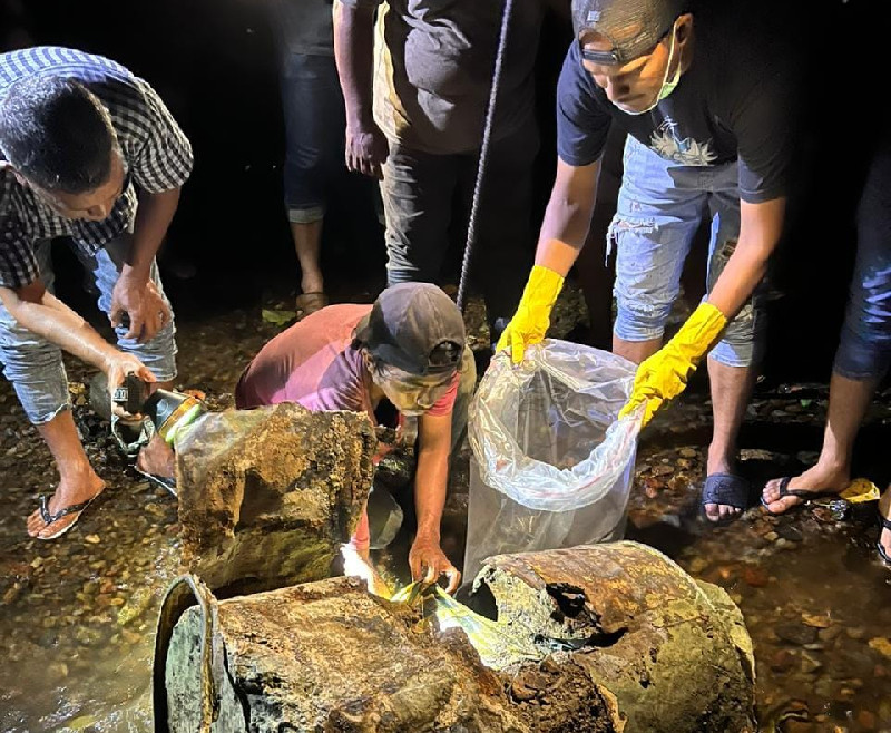 Warga Temukan Kerangka Manusia dalam Drum di Sungai Jurong Iboh Aceh Besar