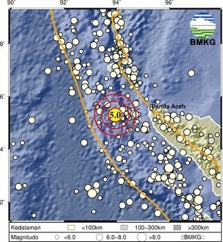 Tidak Berpotensi Tsunami Gempa Berkekuatan 5.0 SR Guncang Banda Aceh