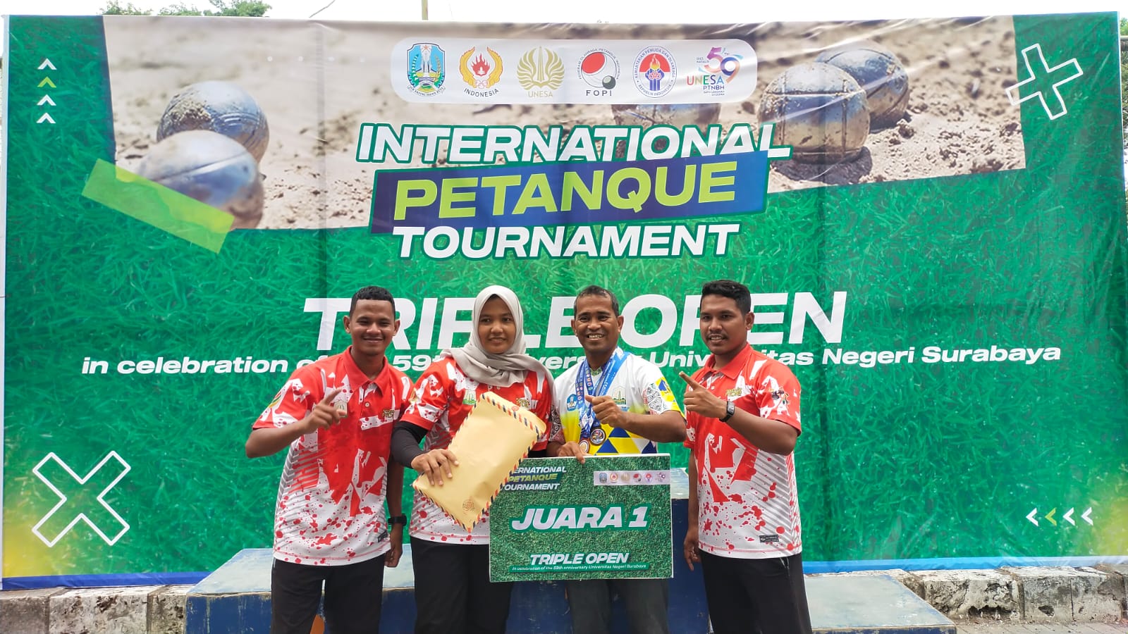 Aceh Champion di Turnamen Internasional Petanque Surabaya