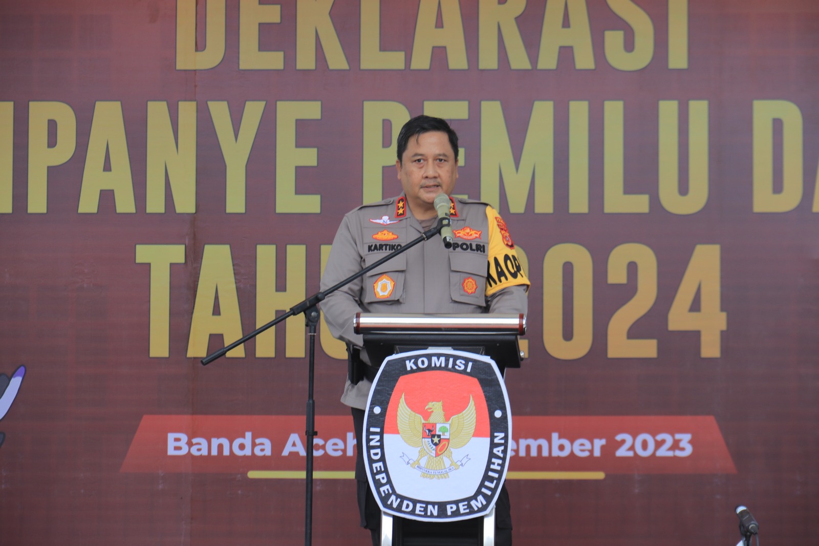 Kapolda Aceh bersama Forkopimda Hadiri Deklarasi Kampanye Pemilu Damai 2024