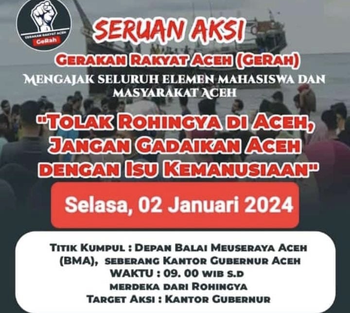 Viral! Flyer Demo Tolak Rohingya di Aceh Selasa Besok
