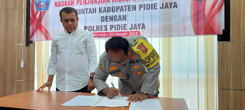 Pemkab dan Polres Pidie Jaya Teken NPHD Pengamanan Pilkada 2024