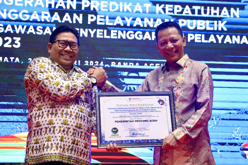 Zona Hijau Pelayanan Publik, Pemerintah Aceh Raih Penghargaan dari Ombudsman