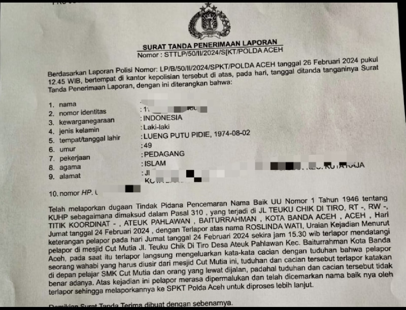 Buntut Penutupan Masjid, Kepsek SMK Farmasi Cut Meutia Dilaporkan ke Polda Aceh