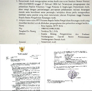 Abaikan Putusan Mendagri, Pj Gubernur Aceh Usulkan Reza Saputra jadi Kepala BPKA