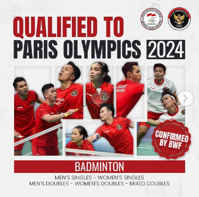 Cabor Bulu Tangkis Peraih Tiket Olimpiade Paris 2024 Terbanyak