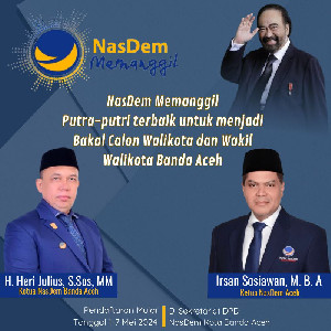 DPD Partai NasDem Kota Banda Aceh Buka Pendaftaran Calon Walikota