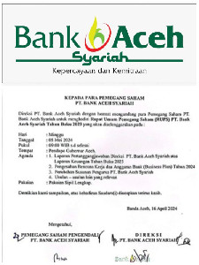 RUPS Bank Aceh Syariah Bahas Laporan Keuangan dan Susunan Pengurus