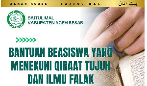 BMK Aceh Besar Buka Pendaftaran Bantuan Beasiswa yang Menekuni Qiraat Tujuh dan Ilmu Falak