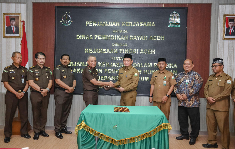 Beri Penyuluhan dan Kesadaran Hukum, Disdik Dayah Teken MoU dengan Kejati Aceh