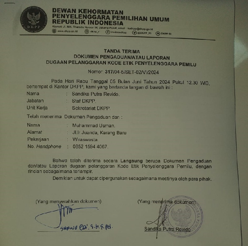 Ketua dan Komisioner KIP Aceh Tamiang Dilaporkan ke DKPP