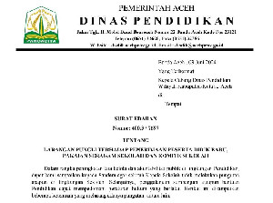 Disdik Aceh Terbitkan Surat Edaran Larangan Pungli Terhadap PPDB