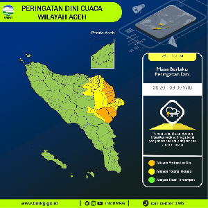 Update BMKG Hari Ini: Hujan Lebat Disertai Petir Berpotensi Landa Sebagian Aceh