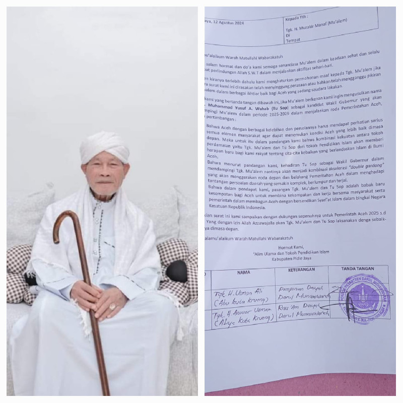 Ulama Kharismatik Aceh Tandatangani Dukungan Tu Sop Calon Wagub Dampingi Mualem