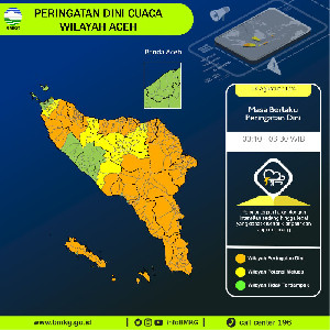 19 Wilayah Aceh Waspada Hujan Lebat dan Angin Kencang