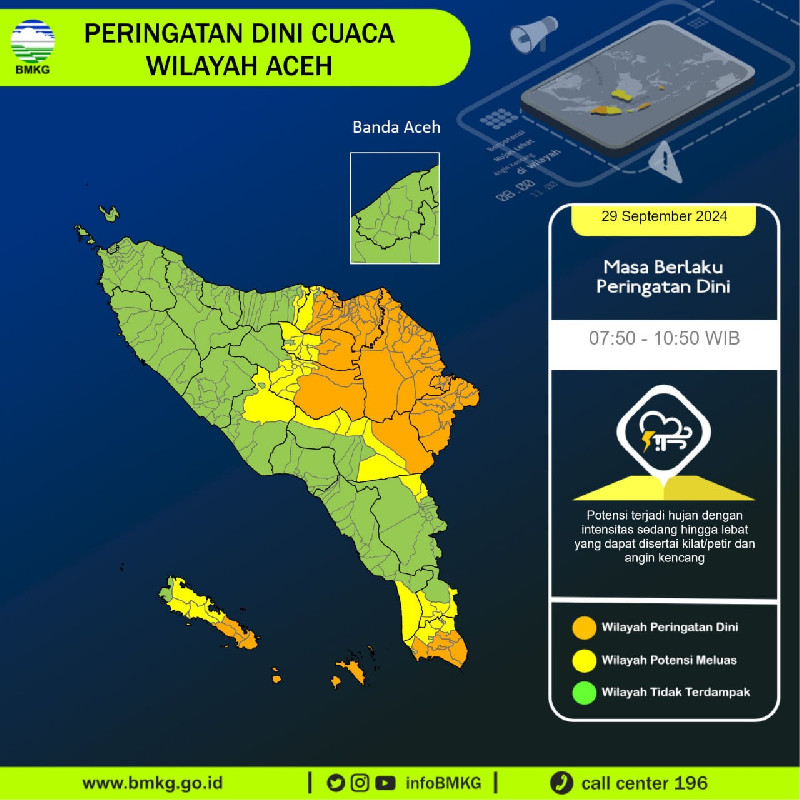 Waspada! Minggu 29 September Cuaca Ekstrem Landa Aceh