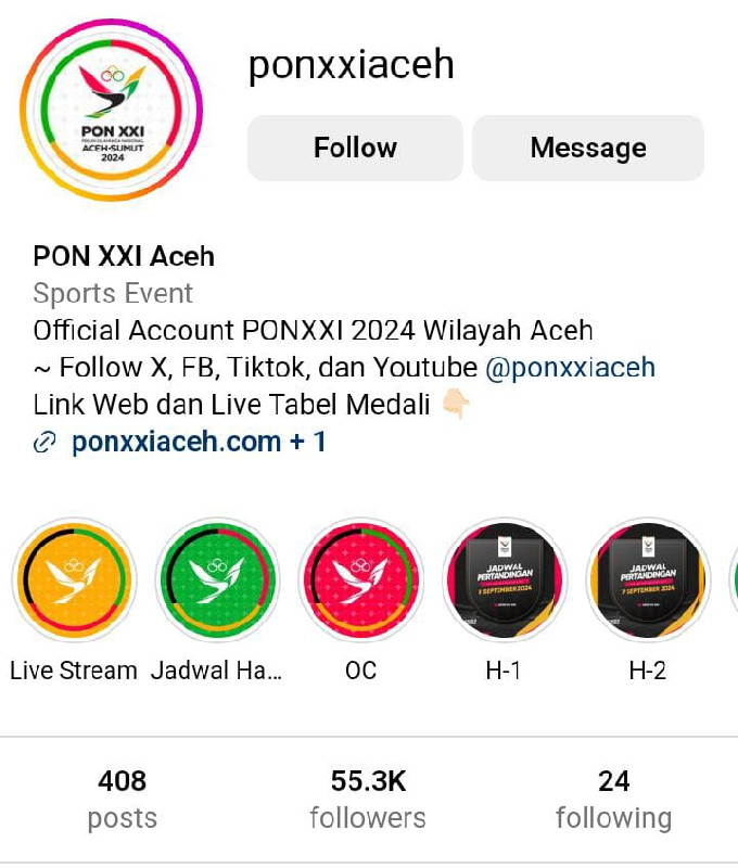 Masyarakat Aceh Apresiasi Sebaran Informasi di Medsos dan Website PB PON XXI