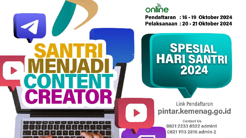 Kemenag Latih Santri Jadi Content Creator dan Mahir AI, Daftar di sini!