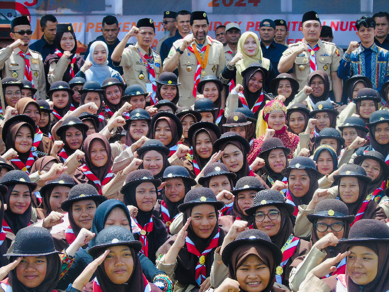 Ratusan Santriwati di Aceh Ikuti Lomba Perkemahan Pramuka di Bener Meriah