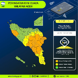 BMKG Aceh Peringatkan Hujan Lebat dan Angin Kencang di Sejumlah Wilayah