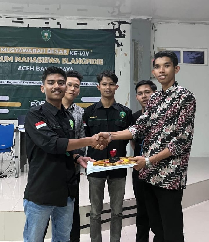 Muliadi Resmi Pimpin Forum Mahasiswa Blangpidie Abdya Periode 2024-2026