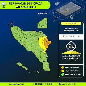 BMKG Aceh Peringatkan Potensi Hujan Lebat Disertai Petir dan Angin Kencang