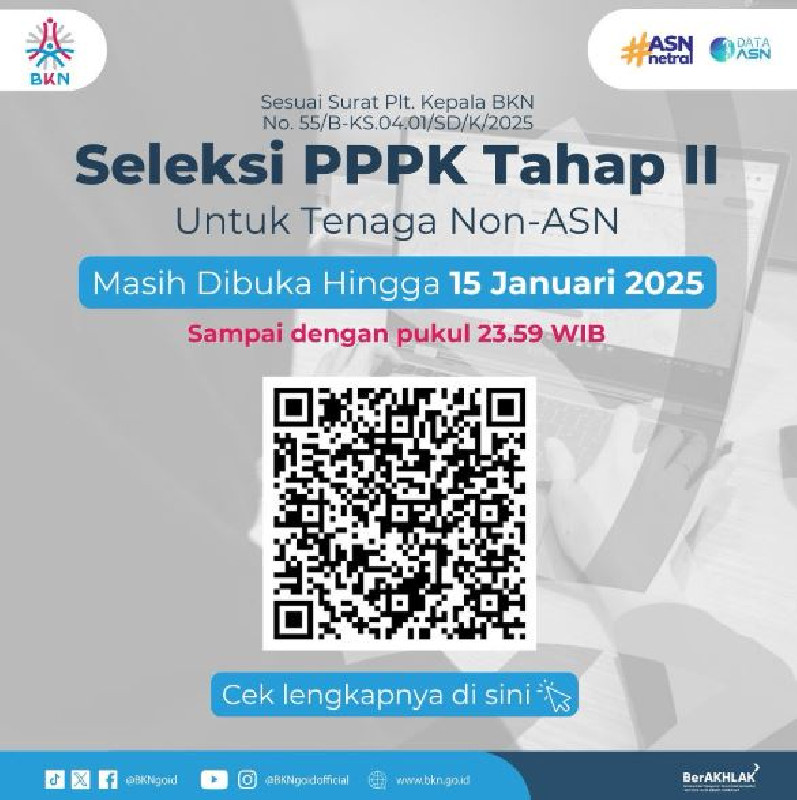 Pendaftaran Seleksi PPPK Tahap 2 Diperpanjang hingga 15 Januari 2025