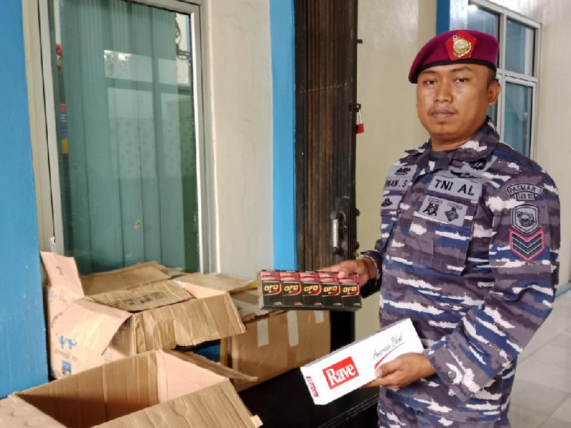 Tim Gabungan Berhasil Amankan 44.260 Batang Rokok Ilegal di Pelabuhan Sintete Kalbar