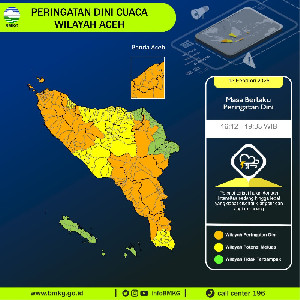 Update BMKG Aceh 15 Febuari 2025:  Keluarkan Peringatan Dini, Hujan Lebat, Kilat, dan Angin Kencang