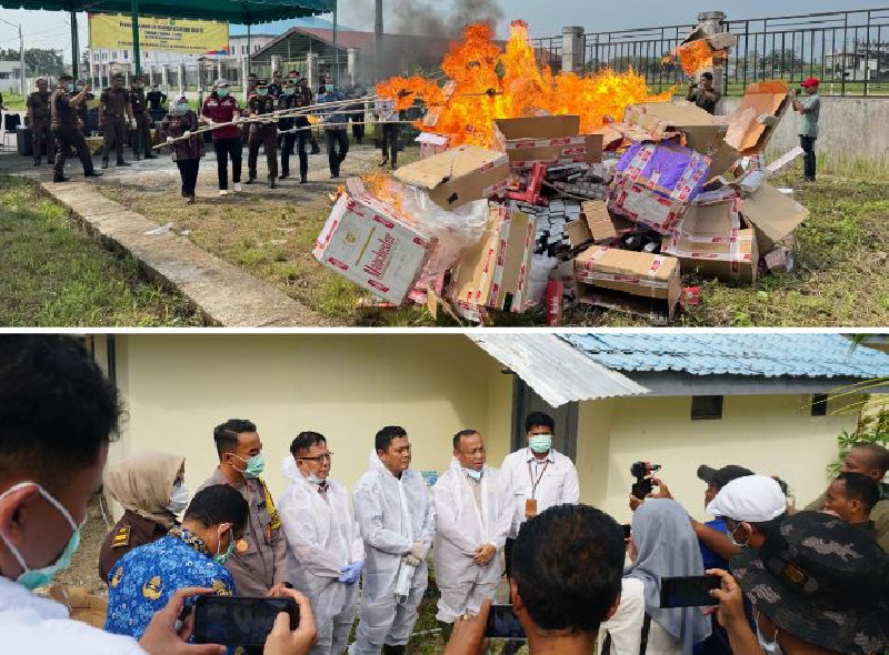 Bea Cukai Langsa Musnahkan Barang Ilegal, Ada Rokok Ilegal hingga Tanaman Hias