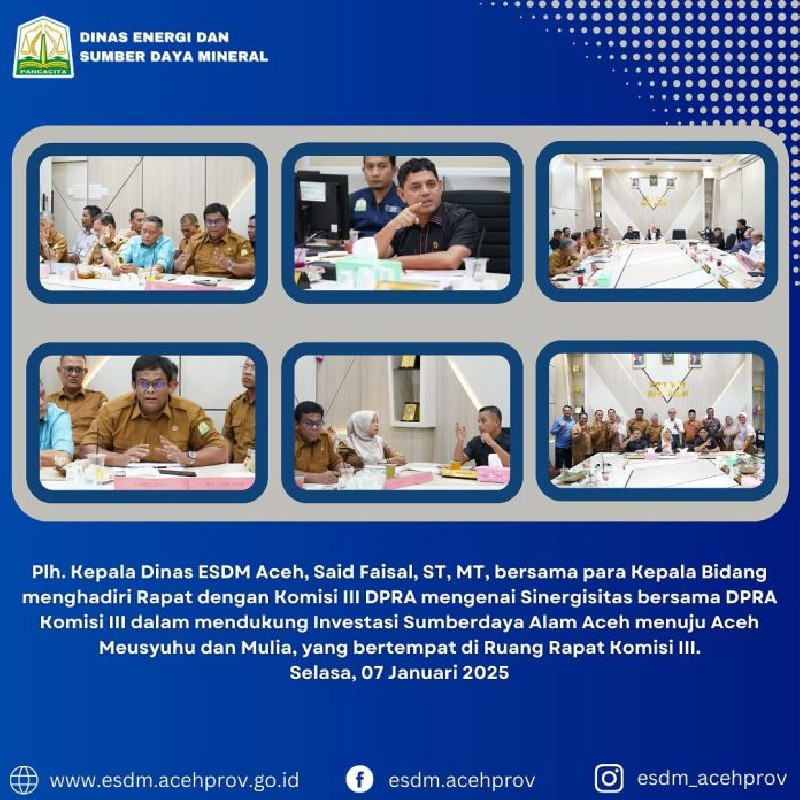 Dorong Pertumbuhan Investasi SDA, ESDM Aceh dan DPRA Selaraskan Kebijakan dan Program