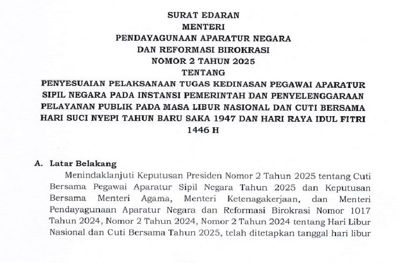 Penyesuaian Pelayanan Publik dan Tugas ASN Selama Libur Nyepi dan Idulfitri 2025