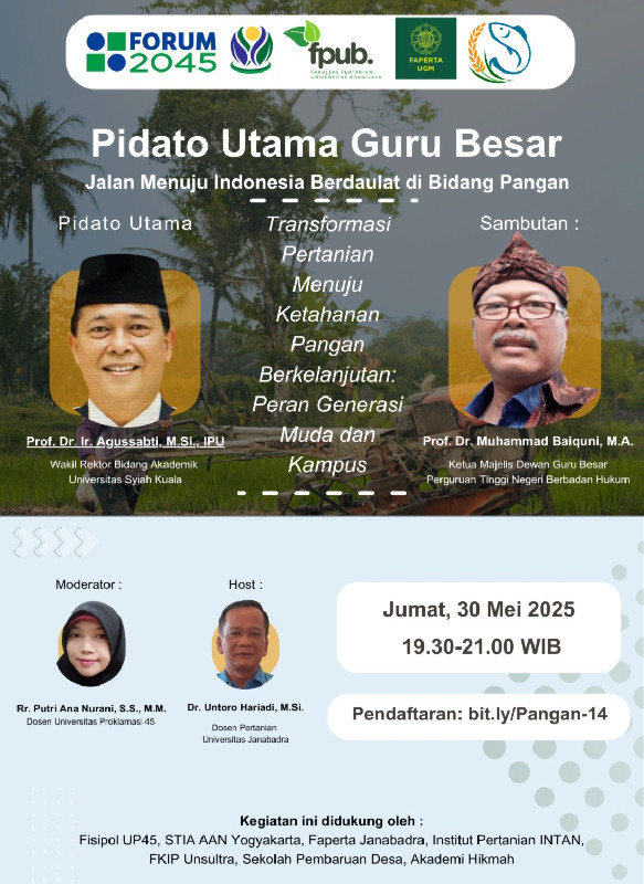 Prof Agussabti Bahas Kedaulatan Pangan Indonesia di Forum Guru Besar