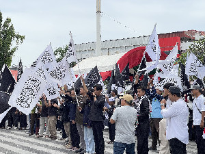 Aksi Bela Palestina di Depan Masjid Raya Baiturrahman, Massa Serukan Boikot Produk Pro-Israel