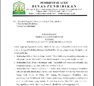 Disdik Aceh Keluarkan Surat Edaran Pengendalian Aktivitas Murid Malam Hari, Ini Imbauannya