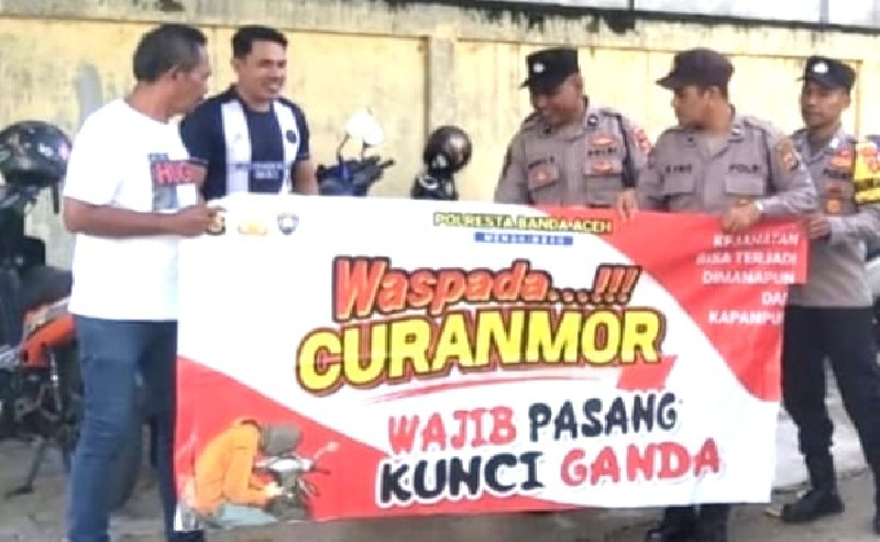 Cegah Curanmor, Polisi Pasang Spanduk Peringatan di Titik Keramaian Banda Aceh